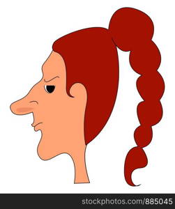 Angry red head girl, illustration, vector on white background.