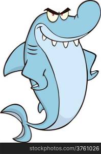 Angry Shark Cartoon Character
