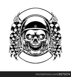 Angry Skull Bikers Sport Circle Badge Silhouette Vector illustrations for your work Logo, mascot merchandise t-shirt, stickers and Label designs, poster, greeting cards advertising business company or brands.