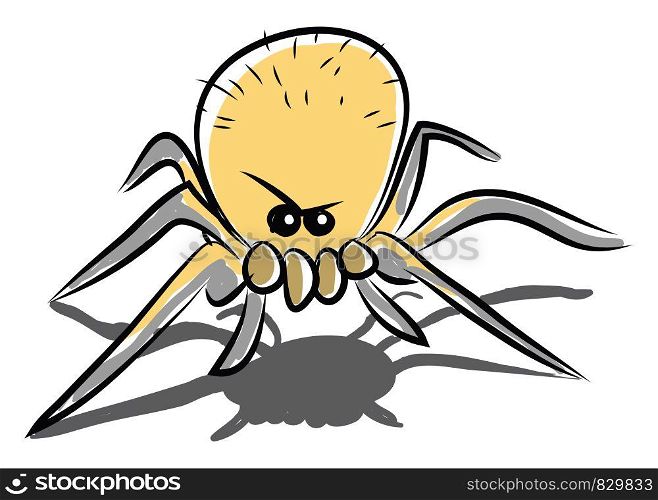 Angry spider with eight legs vector or color illustration