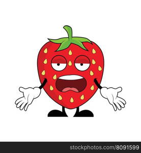 Angry Strawberry Fruit Cartoon Character. Suitable for poster, banner, web, icon, mascot, background
