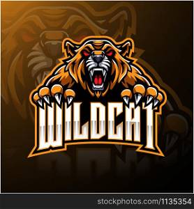 Angry wildcat face mascot logo design
