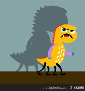 Angry yellow monster with shadow, on blue vector illustration. Angry yellow monster with shadow