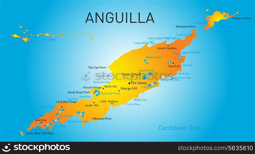 Anguilla territory vector color map