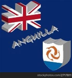 anguilla tridimensional flag, abstract vector art illustration