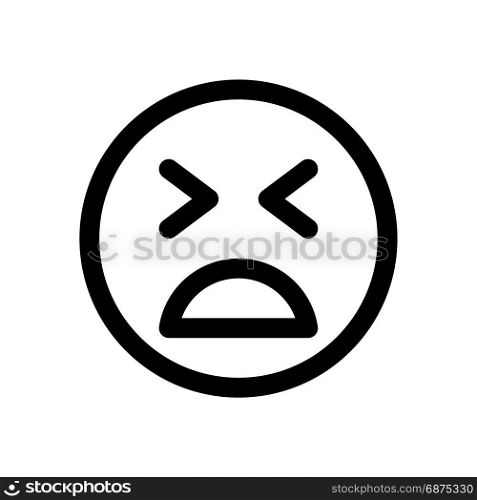anguished emoji with closed eyes, icon on isolated background