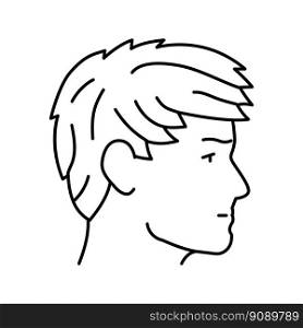 angular fringe hairstyle male line icon vector. angular fringe hairstyle male sign. isolated contour symbol black illustration. angular fringe hairstyle male line icon vector illustration