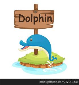 animal alphabet letter D for dolphin illustration vector