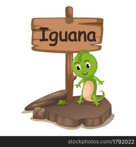 animal alphabet letter I for iguana illustration vector