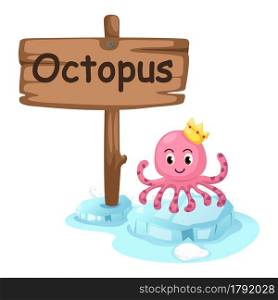 animal alphabet letter O for octopus illustration vector