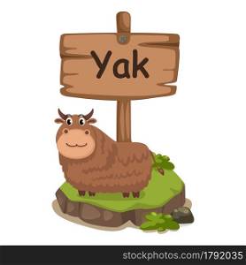 animal alphabet letter Y for yak illustration vector