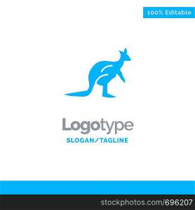 Animal, Australia, Australian, Indigenous, Kangaroo, Travel Blue Solid Logo Template. Place for Tagline