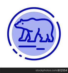 Animal, Bear, Polar, Canada Blue Dotted Line Line Icon