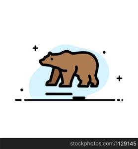 Animal, Bear, Polar, Canada Business Flat Line Filled Icon Vector Banner Template