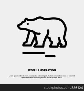 Animal, Bear, Polar, Canada Line Icon Vector