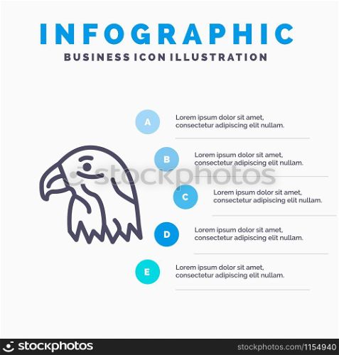 Animal, Bird, Eagle, Usa Line icon with 5 steps presentation infographics Background