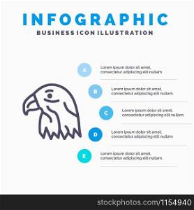 Animal, Bird, Eagle, Usa Line icon with 5 steps presentation infographics Background