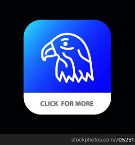 Animal, Bird, Eagle, Usa Mobile App Button. Android and IOS Line Version
