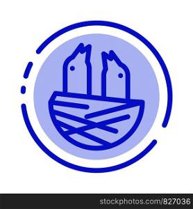 Animal, Bird, House, Spring Blue Dotted Line Line Icon