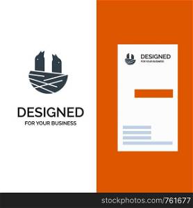 Animal, Bird, House, Spring Grey Logo Design and Business Card Template