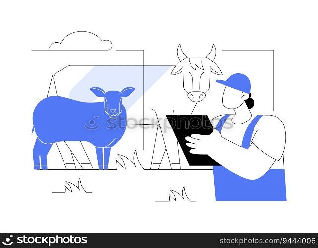 Animal breeding abstract concept vector illustration. Farmer controls livestock breeding, animal husbandry, sustainable agriculture, smart farming, agroecology industry abstract metaphor.. Animal breeding abstract concept vector illustration.