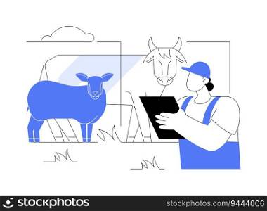 Animal breeding abstract concept vector illustration. Farmer controls livestock breeding, animal husbandry, sustainable agriculture, smart farming, agroecology industry abstract metaphor.. Animal breeding abstract concept vector illustration.