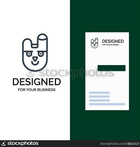 Animal, Bunny, Face, Rabbit Grey Logo Design and Business Card Template