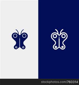 Animal, Butterfly, Easter, Nature Line and Glyph Solid icon Blue banner Line and Glyph Solid icon Blue banner