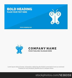 Animal, Butterfly, Easter, Nature SOlid Icon Website Banner and Business Logo Template