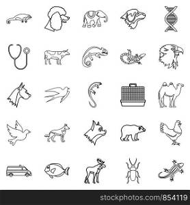 Animal care icons set. Outline set of 25 animal care vector icons for web isolated on white background. Animal care icons set, outline style