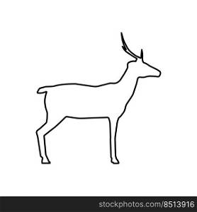 Animal deer outline silhouette vector icon illustration nature art design with horn. Wildlife deer line silhouette head drawing stag. Forest character zoo nature silhouette animal mammal wild reindeer