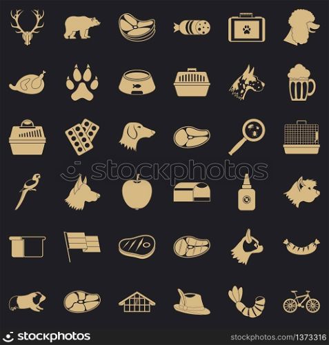Animal dog icons set. Simple style of 36 animal dog vector icons for web for any design. Animal dog icons set, simple style