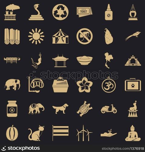 Animal elephant icons set. Simple style of 36 animal elephant vector icons for web for any design. Animal elephant icons set, simple style