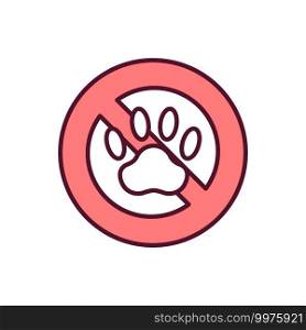 Animal extinction RGB color icon. Pet violence and cruelty. Endangering species. Biodiversity loss. Stop animal abuse. Illegal hunting in wildlife conservation. Isolated vector illustration. Animal extinction RGB color icon