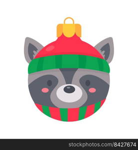 animal face christmas ball wearing a red woolen hat for decoration on Christmas