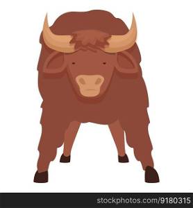 Animal field icon cartoon vector. American bison. Bull head. Animal field icon cartoon vector. American bison