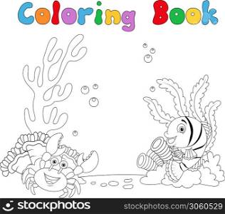 animal fish coloring book isolated a white background
