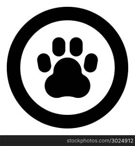Animal footprint icon black color in circle vector illustration isolated