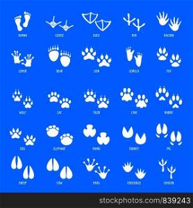 Animal footprint icons set. Simple illustration of 25 animal footprint vector icons for web. Animal footprint icons set, simple style
