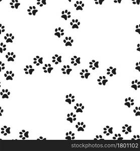 Animal footprint seamless pattern. Footprints of a cat, dog, bear, lion, leopard and other animals. Animal footprint seamless pattern. Footprints of a cat
