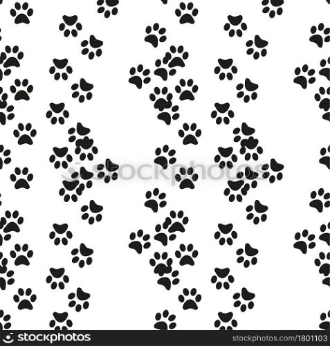 Animal footprint seamless pattern. Footprints of a cat, dog, bear, lion, leopard and other animals. Animal footprint seamless pattern. Footprints of a cat