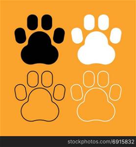 Animal footprint set black and white icon .