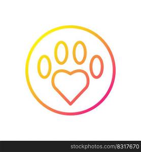 Animal hospital gradient linear vector icon. Keep pet healthy. Caring for animals in shelter. Volunteer program. Thin line color symbol. Modern style pictogram. Vector isolated outline drawing. Animal hospital gradient linear vector icon