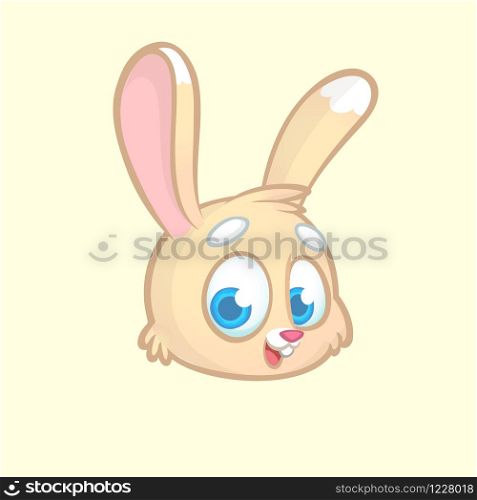 Animal icon element, cartoon rabbit head isolated white background. Vector bunny illustration