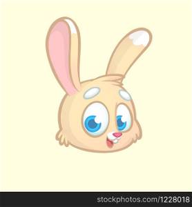 Animal icon element, cartoon rabbit head isolated white background. Vector bunny illustration