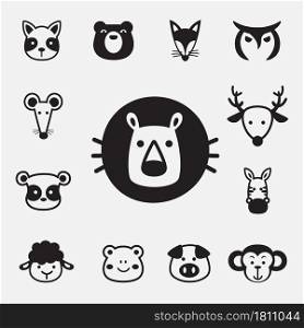 animal icon set vector