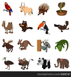 Animal icons set in cartoon style isolated on white. Animal icons set, cartoon style