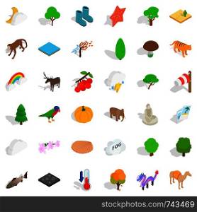 Animal icons set. Isometric style of 36 animal vector icons for web isolated on white background. Animal icons set, isometric style
