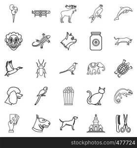 Animal icons set. Outline set of 25 animal vector icons for web isolated on white background. Animal icons set, outline style