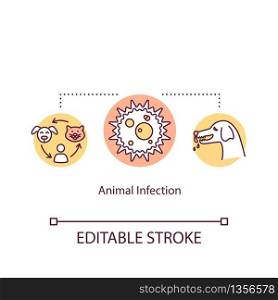 Animal infection concept icon. Illness transmitted by pets. Zoonoses idea thin line illustration. Domestic dogs and cats diseases. Vector isolated outline RGB color drawing. Editable stroke